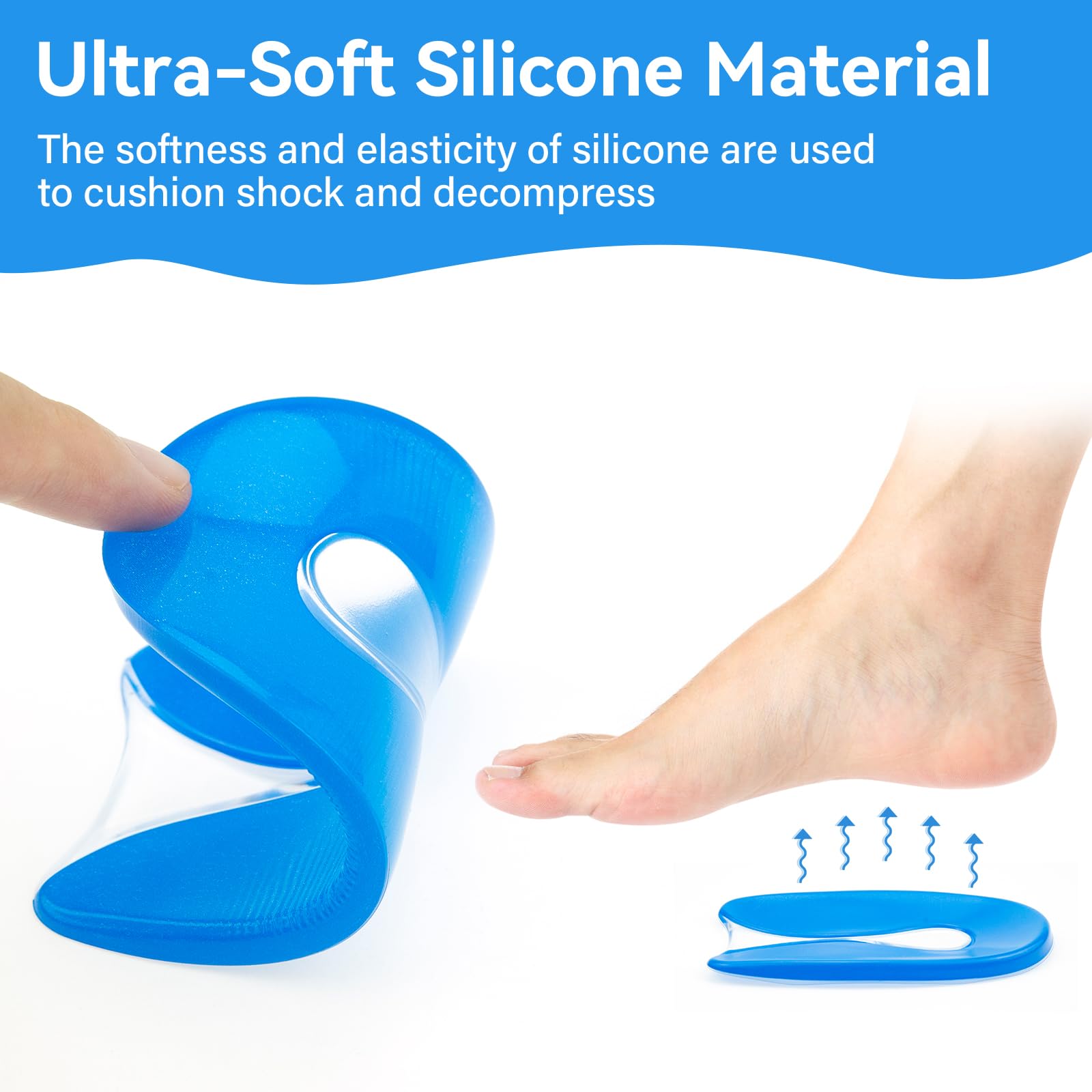 Taloneras Silicona, Plantillas de Talón Gel, Aliviar Fascitis Plantar Plantilla Espolon Calcaneo, Reducir los Golpes, Plantillas Talon para Fascitis Plantar Hombres y mujeres(S/35-39)