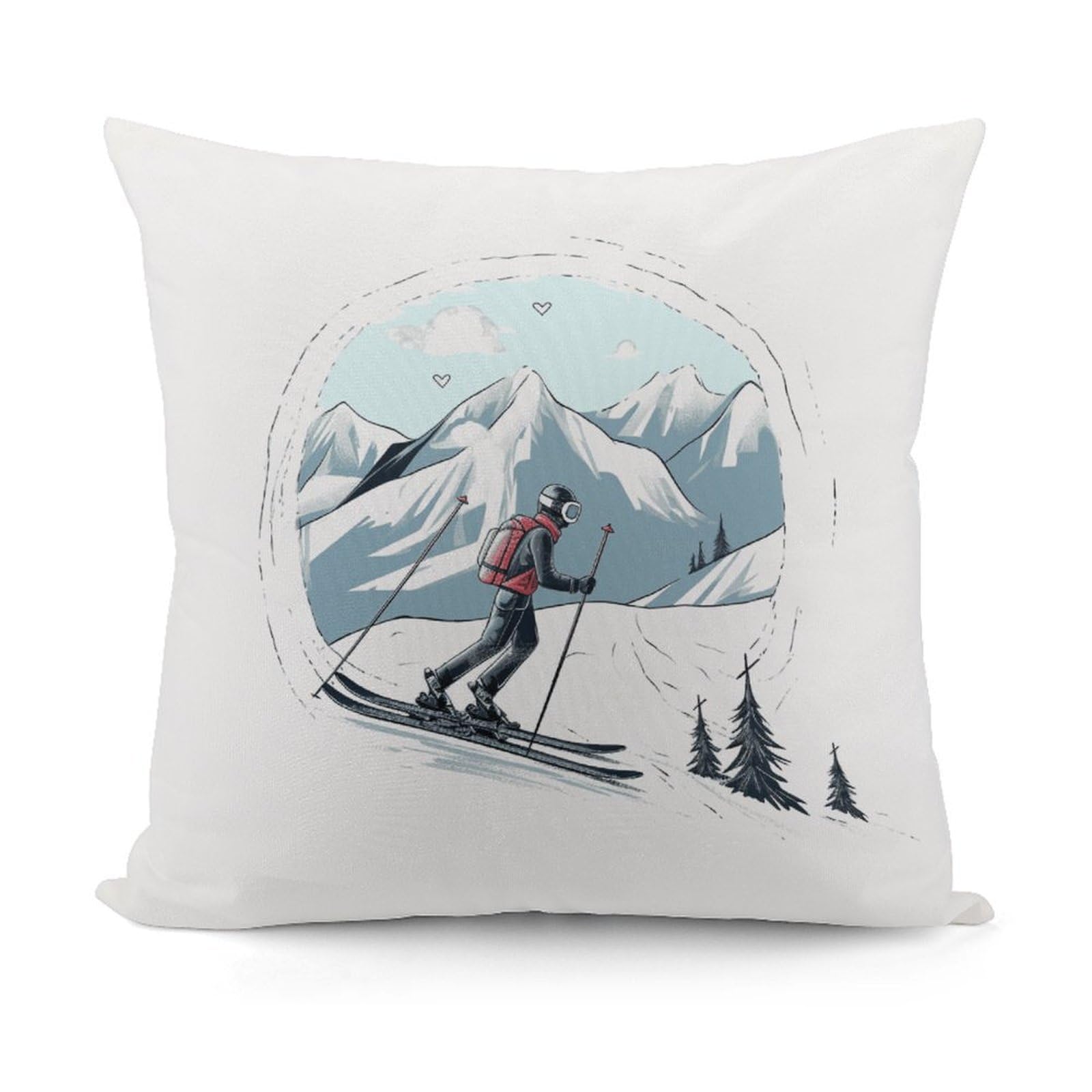 Adfgyerh Style Skiing Theme Decorative Pillow Covers, Throw Pillow Covers Soft For All Seasons, Pillowcases For Couch Living Room Sofa Bedroom 18X18 Inch