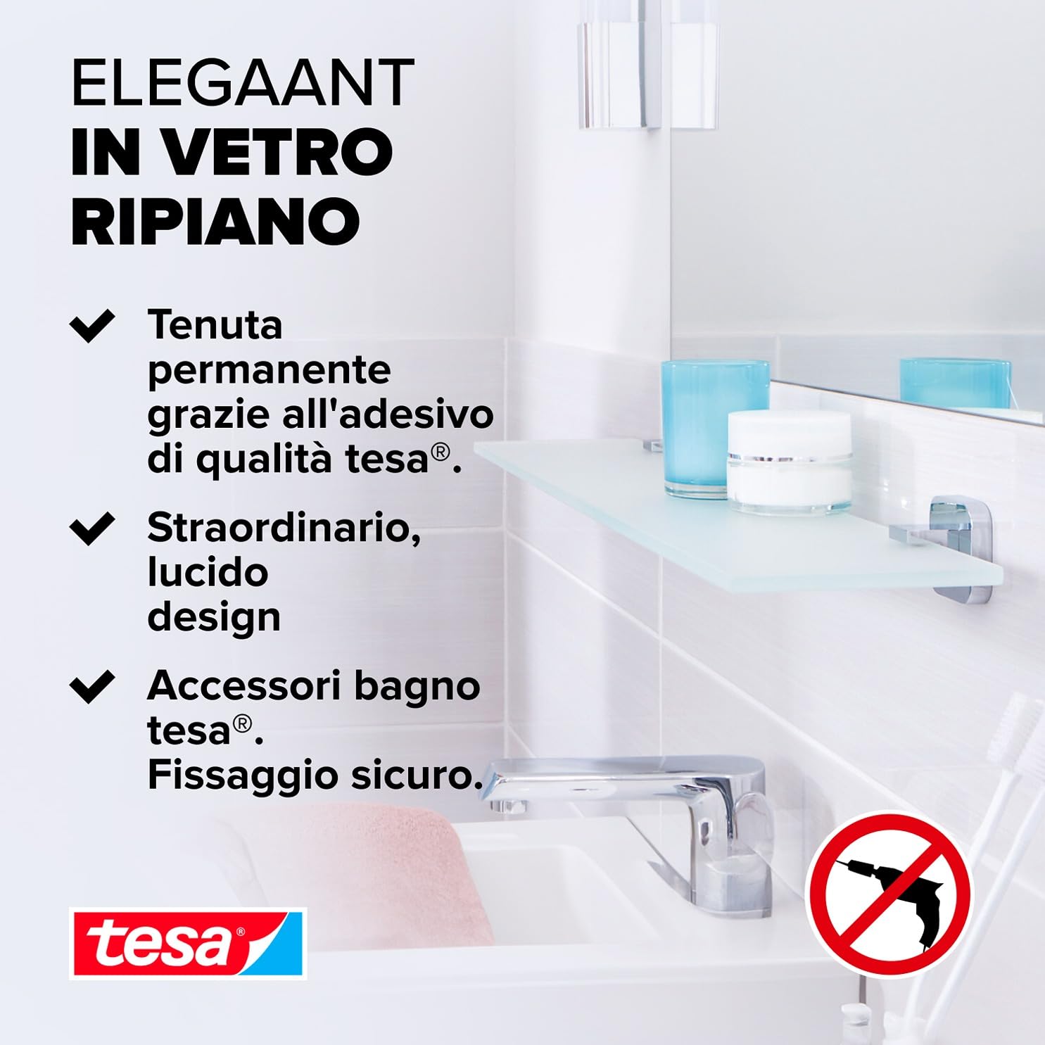 tesa® Elegaant Glass Shelf