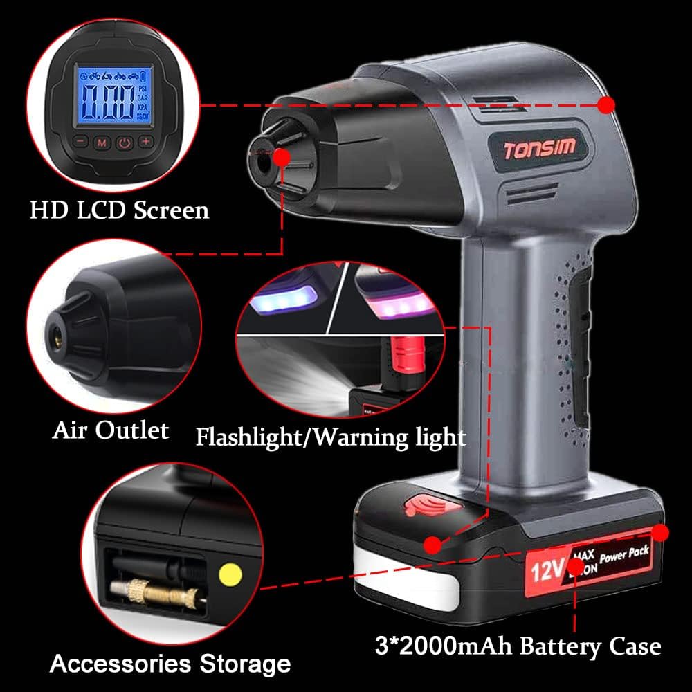 Flash Deals - 70% OFF Portable Smart Air Compressor Cordless Tire Inflator Pump with Digital Pressure Gauge, Rechargeable Li-ion Battery Air Pump for Car Motorcycle Bike Air Bed Balls Inflatable Toys Crazy Clearance Portable Smart Air Compressor Cordless Tire Inflator Pump with Digital Pressure Gauge, Rechargeable Li-ion Battery Air Pump for Car Motorcycle Bike Air Bed Balls Inflatable Toys