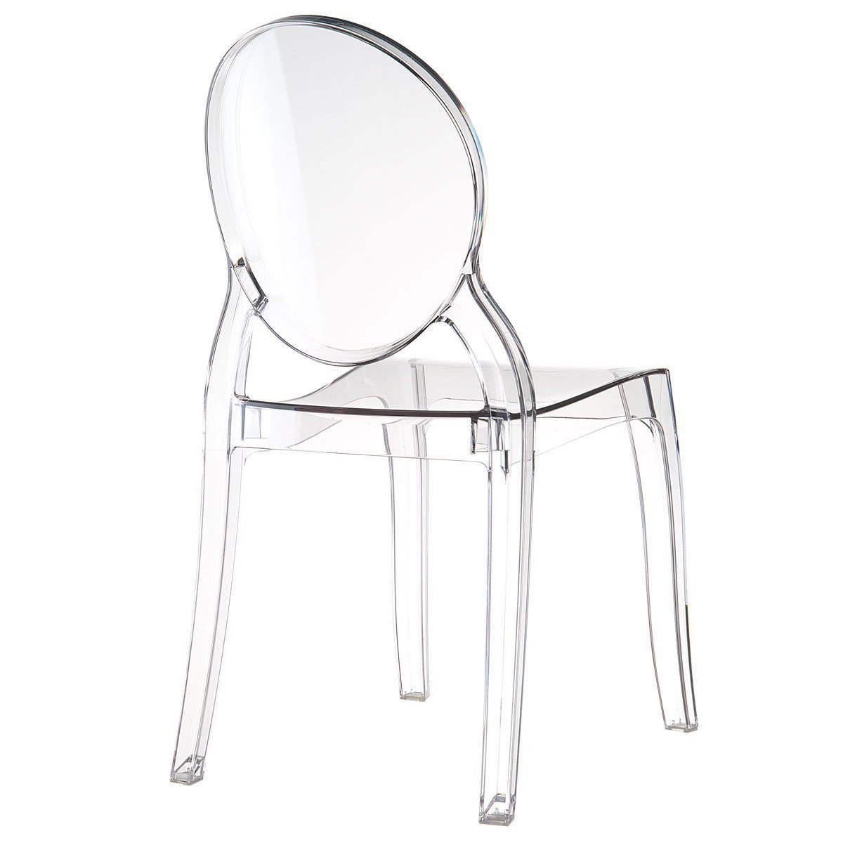 Set da 4 Sedie in Policarbonato Trasparente, Sedia per Casa Cucina Ufficio Soggiorno Salone Bar Hotel, Leggera E Resistente, Sedia Impilabile, 44 x 45 x 90, Policarbonato Trasparente