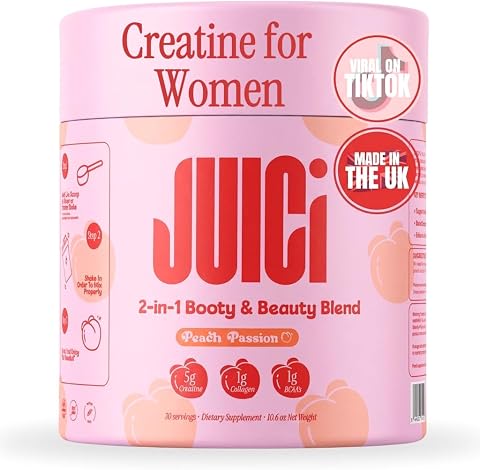 JUICi Creatine for Women Fitness with Collagen & BCAA, 30 Servings, Peach