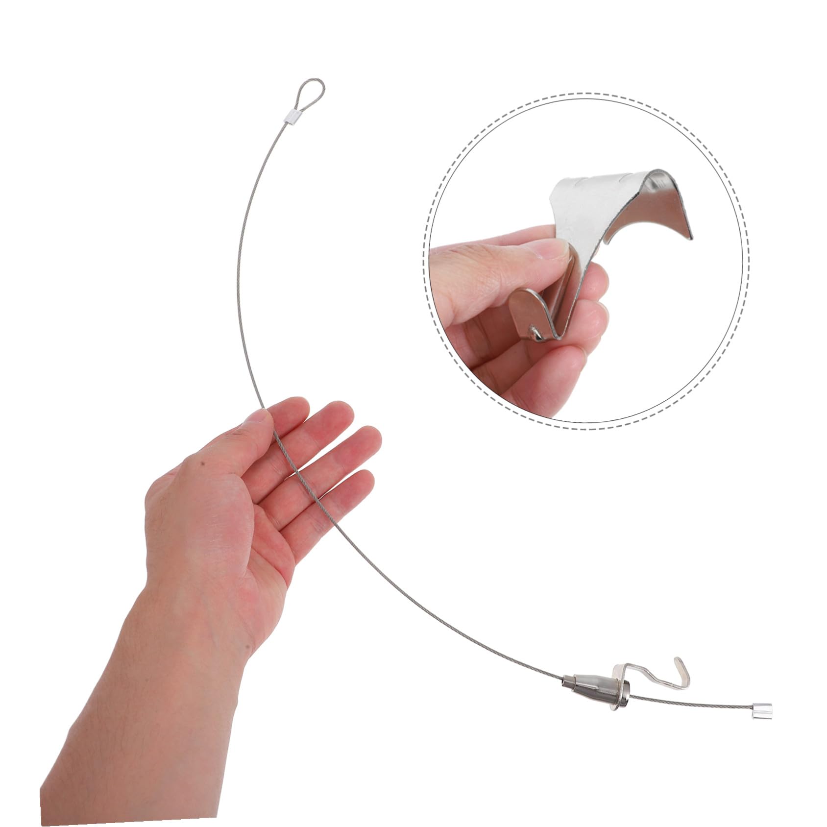 HOMSFOU Juego De 10 Ganchos y Alambre Para Colgar Cuadros Sistema De Riel Ajustable De Acero, Kit Para Marcos y Exhibiciones Hogar y Oficina, Alambre De 0.5 m