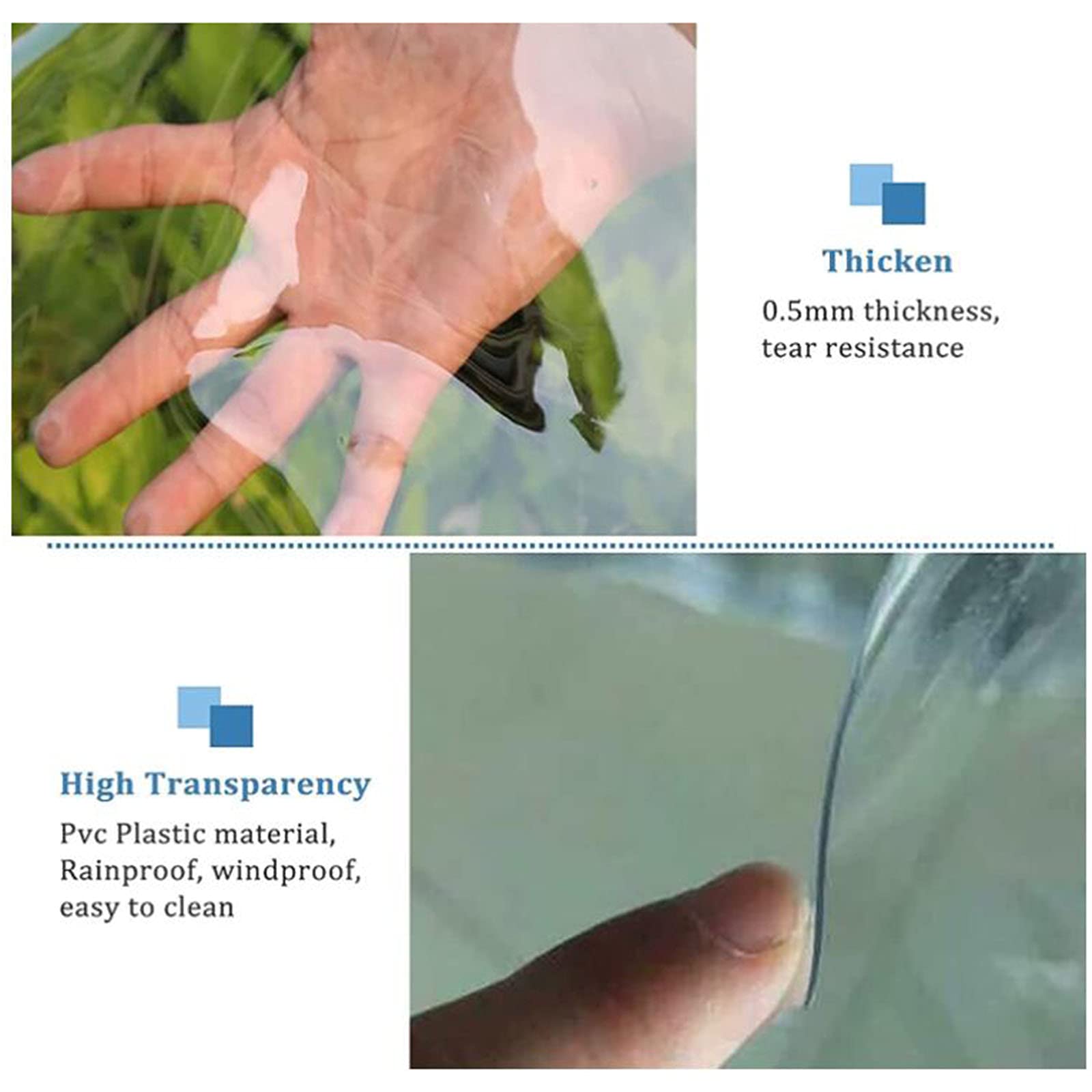 Tenda avvolgibile per esterni resistente alle intemperie, per patio e porte, tende avvolgibili trasparenti per gazebo e terrazze, 90 cm x 150 cm / 35.4in x 59in, soluzione ideale per la privacy