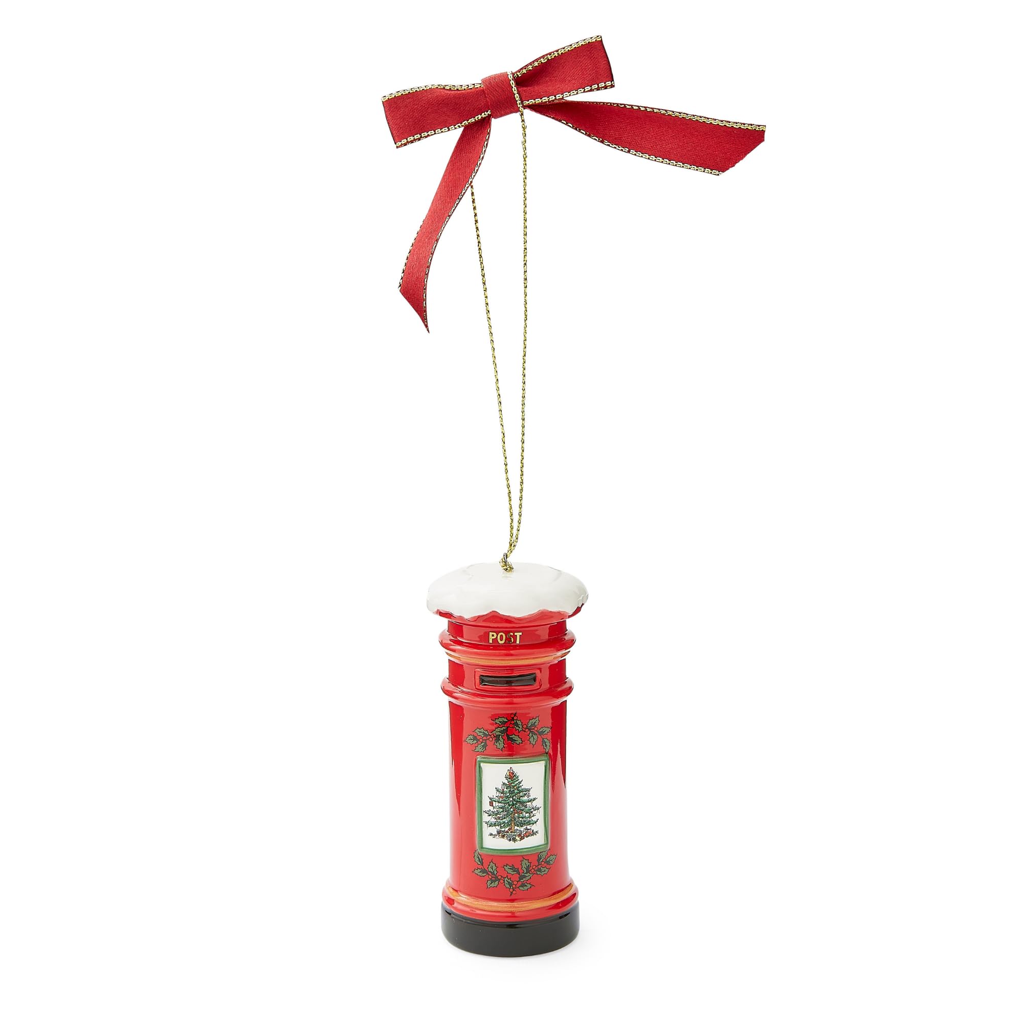 Spode Brit Post Box Ornament - Dolomite Holiday Decor with Classic Design, Christmas Decorative Ornament for Tree, Wreath, Mantel, Seasonal Display - Unique Festive Decoration