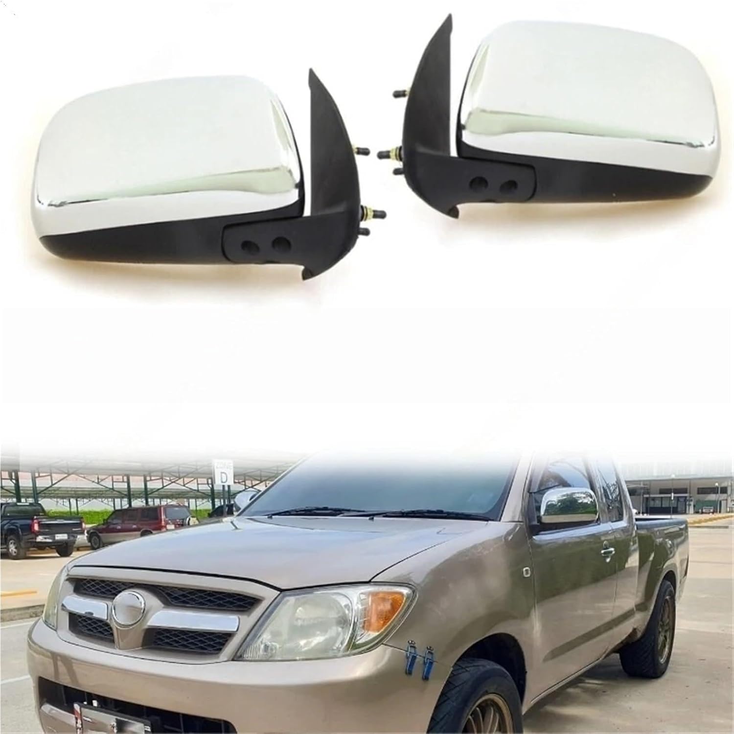 For Toyota For HILUX For VIGO 2004-2011 Car Side Mirror Assembly Auto Door Rearview Wing Assy Manual/Adjustment (Only Plating Right b)