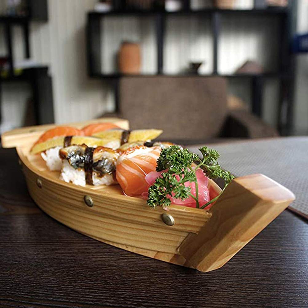 AIZYR Vassoio da Portata in Legno per Sushi Piatto Sashimi A Forma di Barca Decorazione di Stoviglie di Sushi per Ristoranti E Uso