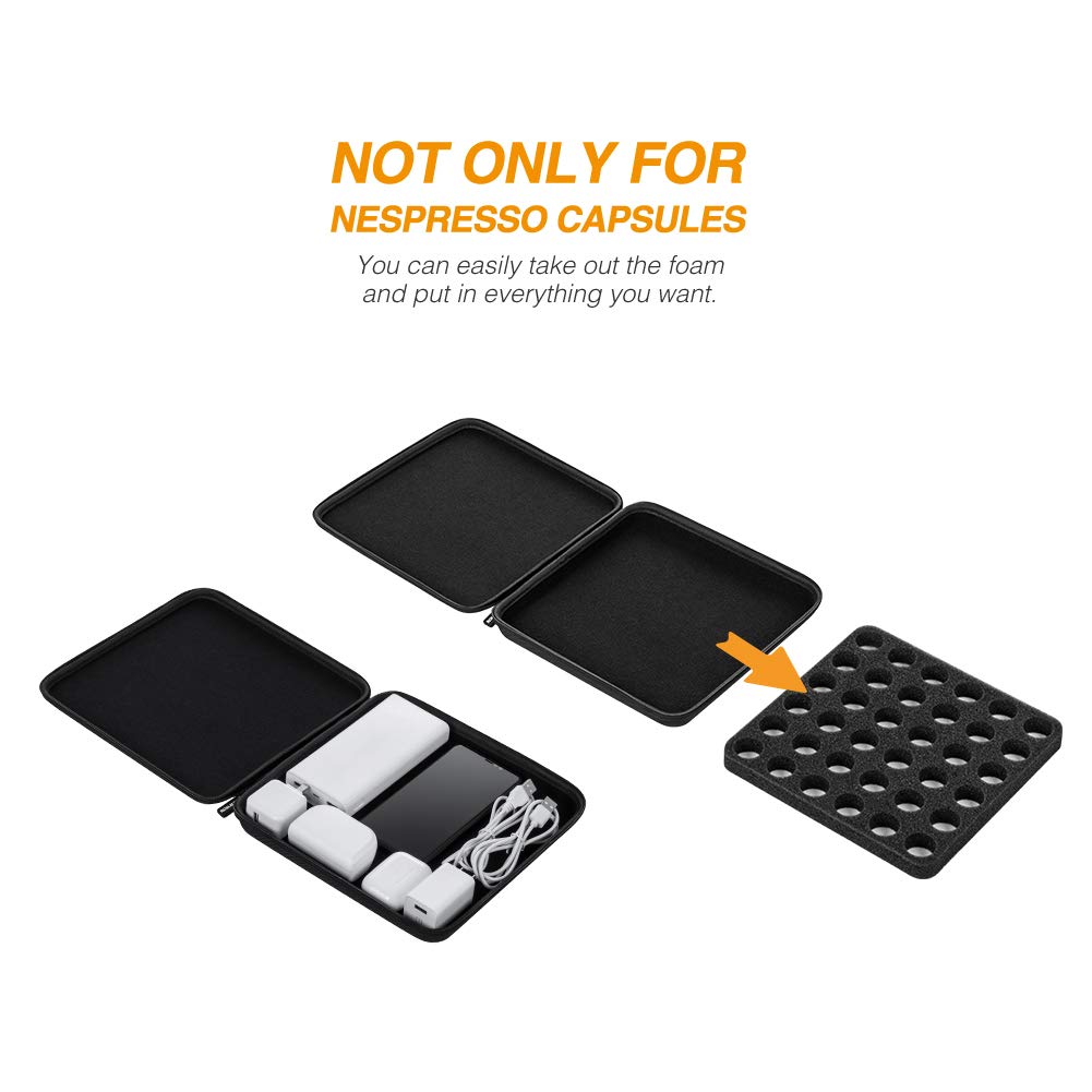 ROMAUNT Custodia protettiva per il trasporto compatibile con capsule Nespresso OrignalLine, accessorio per macchina da caffè portatile, porta cialde da viaggio in materiale EVA, custodia rigida per 36