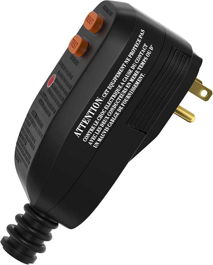 GFCI Replacement Plug Assembly with Ground Fault Circuit Interrupter