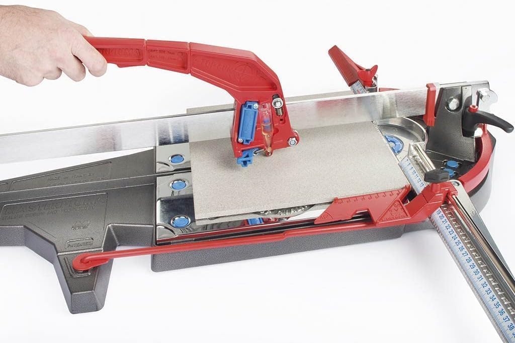 Montolit Masterpiuma 63P5 Power 5 XL Ergonomic Manual Tile Cutter 24.5"" (63cm) Cutting Tool with Swivel Bracket for Tough and Delicate Large Format Ceramic Tiles for Floor and Wall Installation, Red