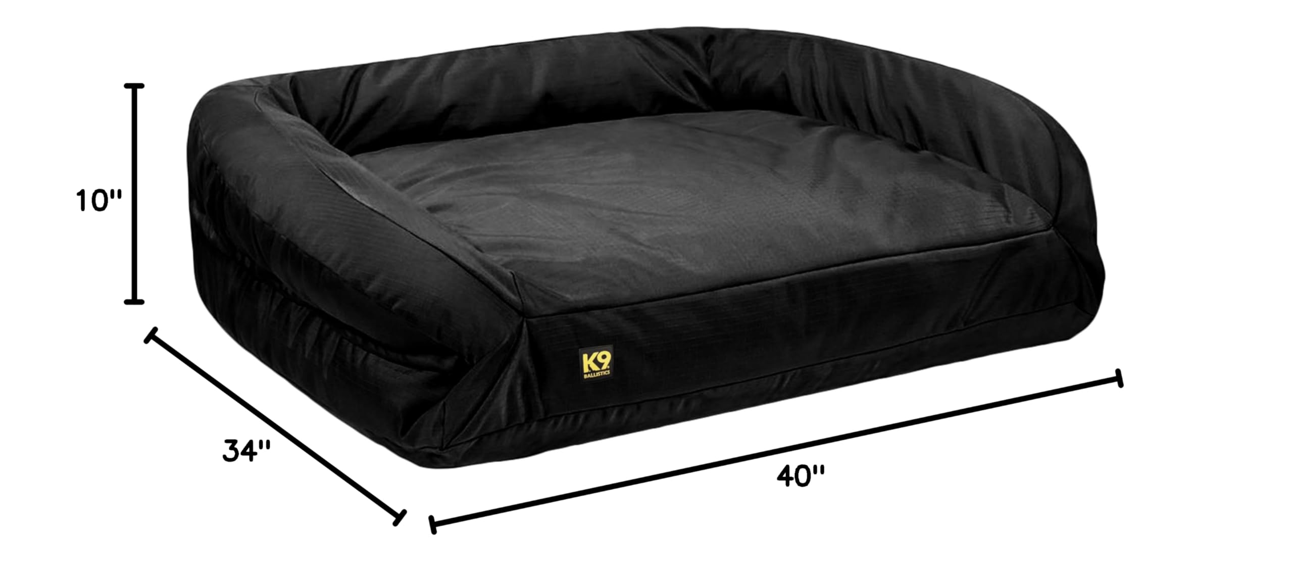 K9 Ballistics Tough Orthopedic Large Bolster Dog Bed - Washable, Durable and Water Resistant Dog Bed - Made for Big Dogs, 34"x40", Black - image 5