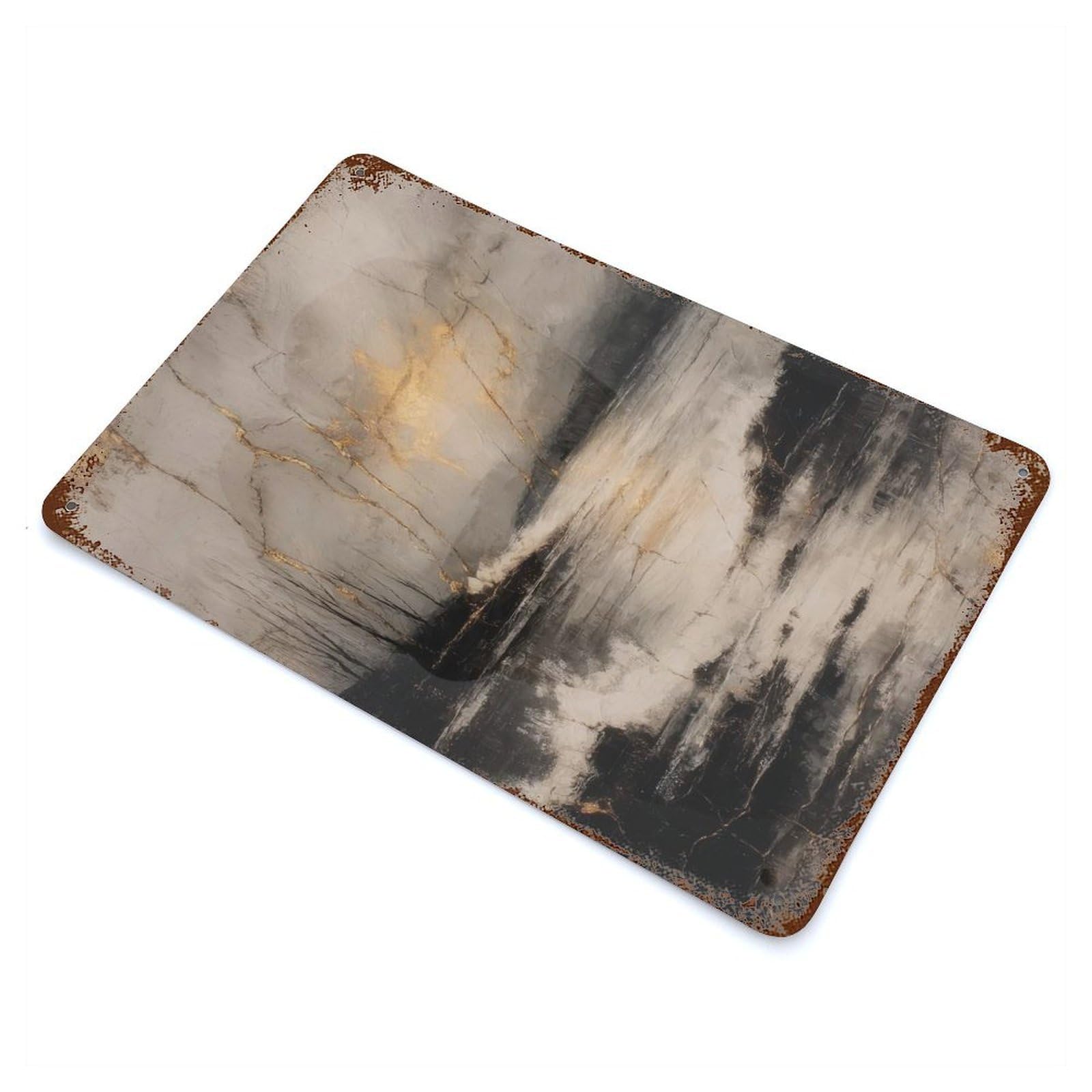 Kintsugi Coastal Landscape in Gold Decorative Tin Sign 11.8"x7.9", Ideal for Garage, Bar And Workshop Decor