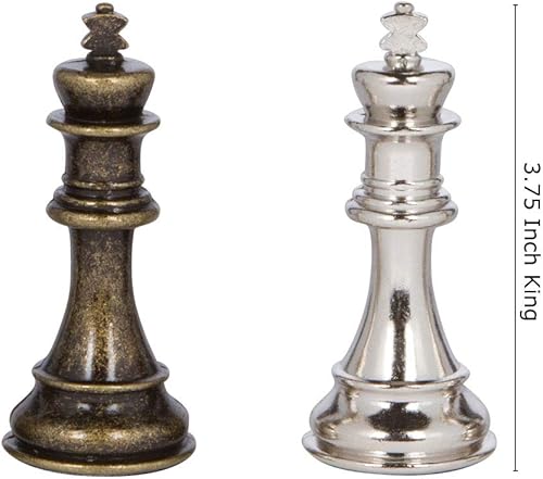 Miniatura 3 de Frankfort - Piezas de ajedrez de metal plateado y bronce con rey de 3.75 pulgadas y reinas adicionales, solo piezas, sin tablero