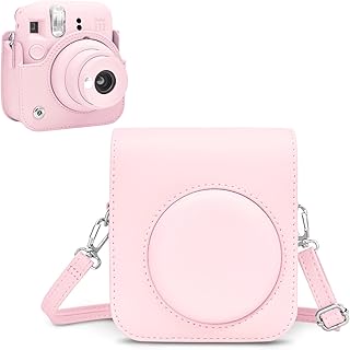 Rieibi Camera Case Compatible with Fuji Instax Mini 12 - Polaroid Instax 12 Carry Case for Fujifilm Instax Mini 12 Instant Camera - Fuji Mini 12 Bag Cover with Strap - Pink