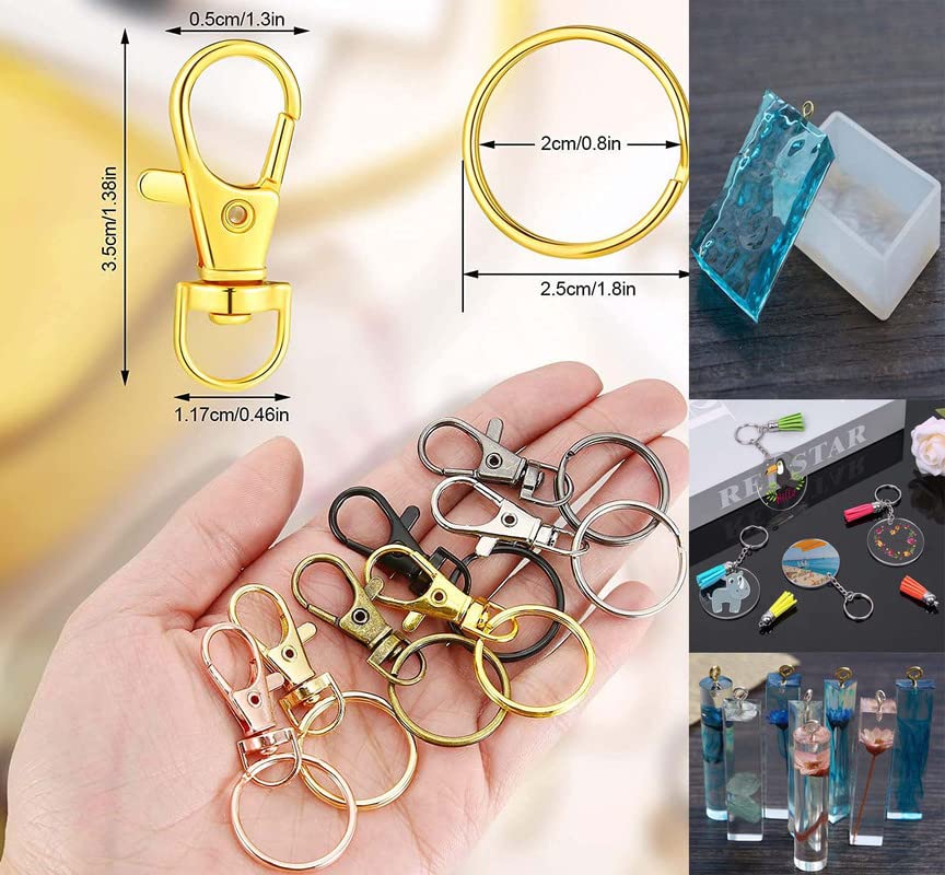 Image of DIY Crafts 10 Sets 3x10, White Nickel, Keyrings & Keychains Round Swivel Snap Hooks Key Rings Metal For Lanyard, ID, Bags, Wallets, Luggage DIY Ma (10 Sets 3x10, White Nickel)