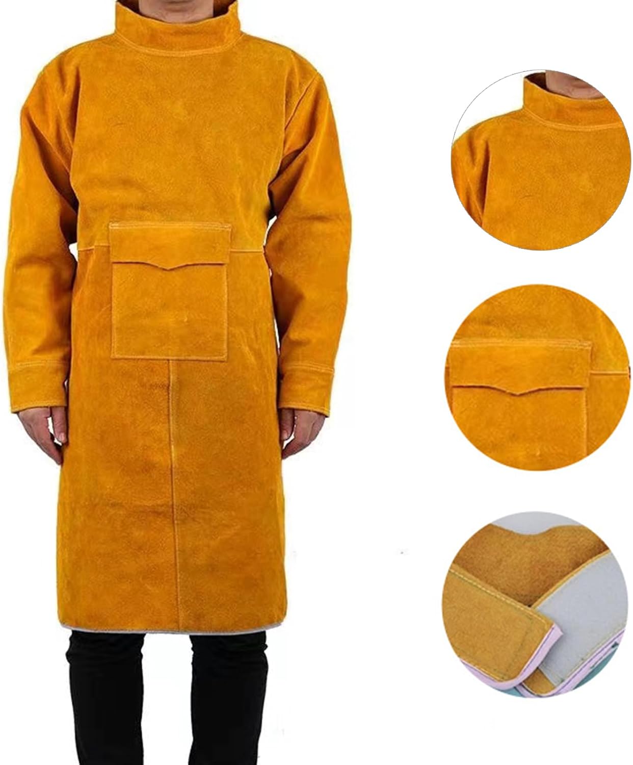 [Qcbuegof] レザー保護エプロン 難燃性 飛沫防止 断熱性 &amp; 溶接用耐切創性 ユニセックスデザインエプロン