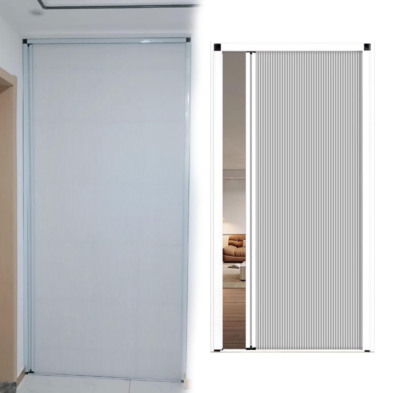 Porte Pliante alvéolée à Pousser-Tirer de Hauteur 75 79 83 87 90 94 po, Portes accordéon Blanches pour intérieur et extérieur (100 x 190 cm / 39,3 x 75 po)