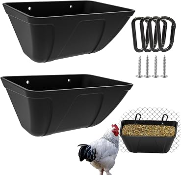 Fence Hanging Chicken Feeder for Duck, Piglets, Goat Feeder Poultry Feeding Container for Livestock Feed Trough Water Bucket2