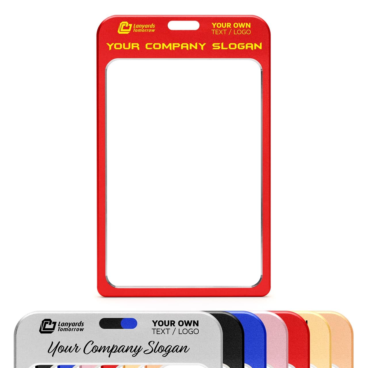 100 x spersonalizowane aluminiowe uchwyty na identyfikatory od smyczy, 1 kolorowy nadruk, Twój własny niestandardowy metalowy identyfikator przechodzi logo i tekst, 7,4 cm x 12 cm, mieści rozmiar