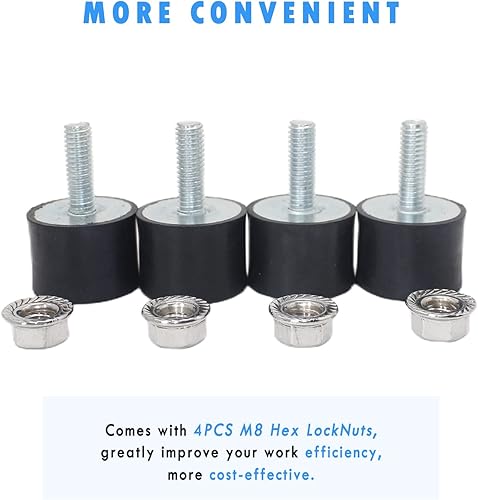 Miniatura 2 de Soportes de goma macho M8x23mm con tuercas de seguridad hembra, aisladores antivibración de 30x20mm, amortiguadores de choque para bombas de agua