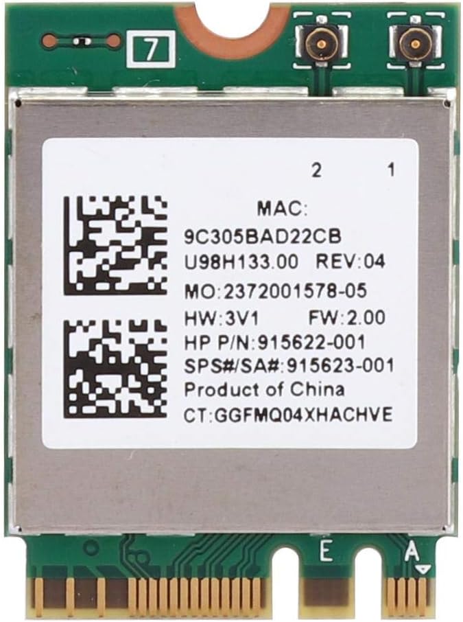 RTL8822BE Network Card, 2.4G/5G Dual Band 867Mbps M.2 2T2R Bluetooth 4.2 WIFI Card, Support 802.11a / b/g/n/ac