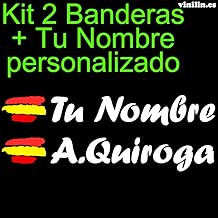 Spain Flag Vinyl Sticker + Your Name - Kit of Two Vinyl - Cut Vinyl (White)