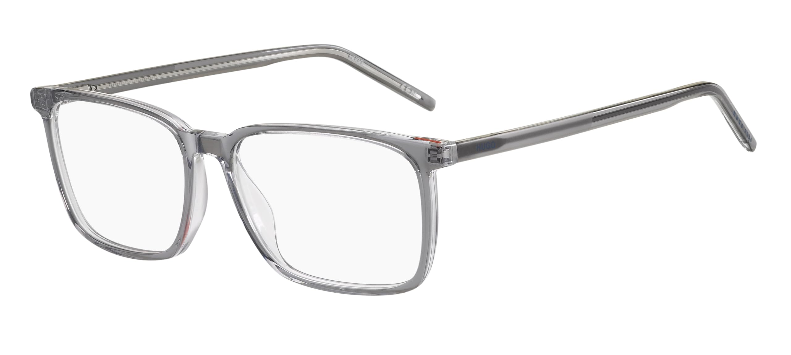 HUGO Rechteckig Azetat Brillen in Grey Crystal für Herren, Brille mit Sehstärke, optional mit Sonnenbrillen tönung oder Blaulichtfilter (Modell 103874)