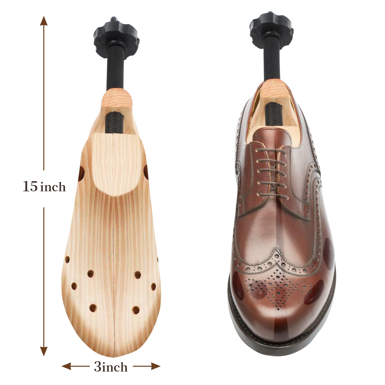 Demarzily 2 Way Shoe Stretcher Wooden Shoe Stretcher for Men & Women Adjustable in Length and Width,Wood Shoe Shaper Expander