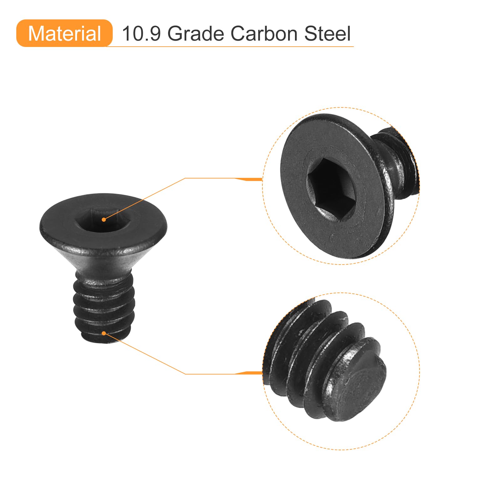 uxcell #4-40x1/4" Flat Head Socket Cap Screws - Image 4