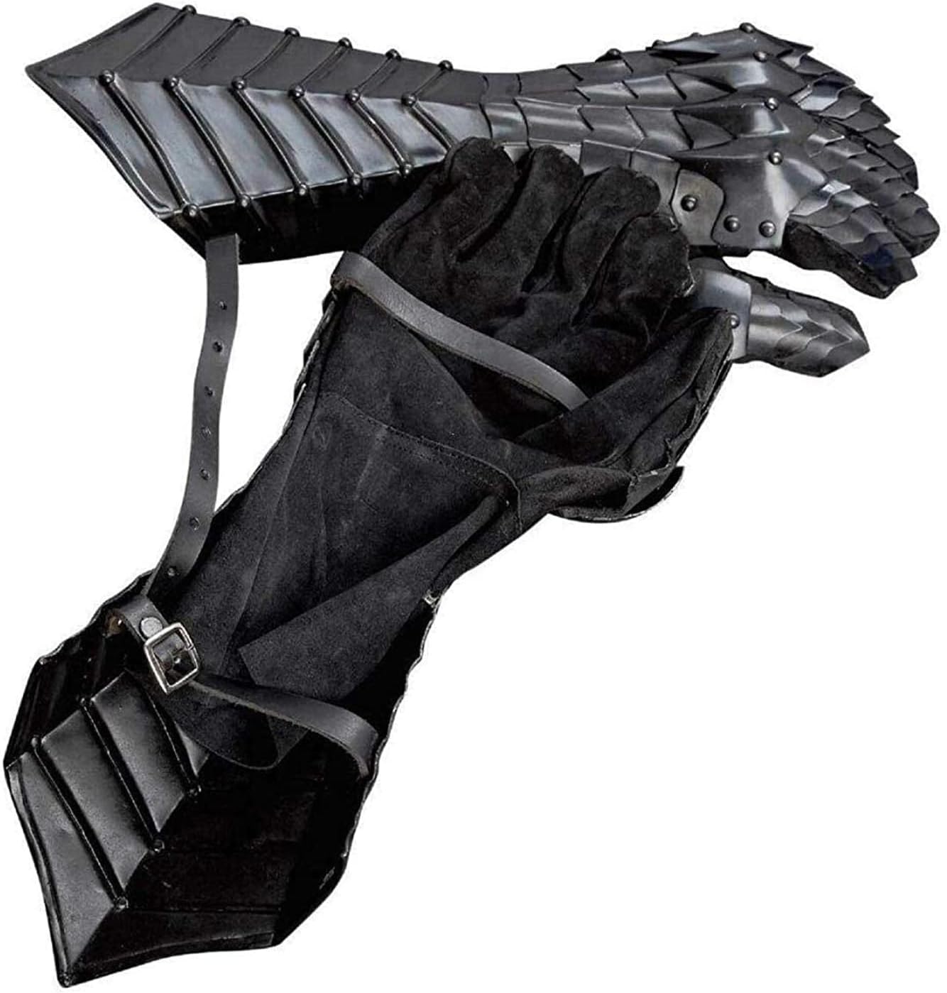 WARRIORPOINT Medieval Black Nazgul unisex-adult Gauntlets Mild Steels Armor Gloves Crusader LARP Gauntlets Pair Replica Costume