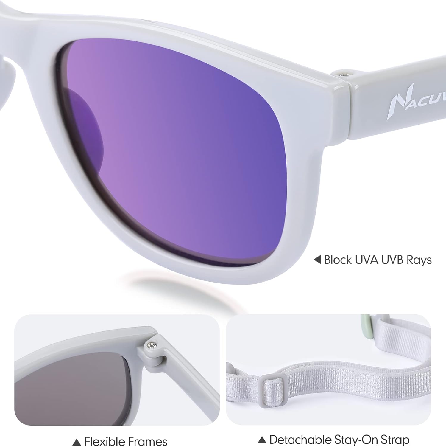 Baby Sunglasses - 100% UV Proof Sunglasses for Baby, Toddler, Kids - Ages 0-2 Years - Case and Pouch included - Image 2