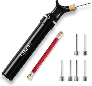 Ball Pump - Portable Inflator Hand Air Pump Double Action Ball Pump - 6 PCS extra needles for inflation and 1pcs adapter - air pump with needle for pumping up basketball volleyballs