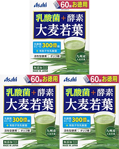 アサヒグループ食品 乳酸菌+酵素 大麦若葉 お徳用 60袋 ×3