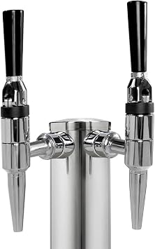 Kegco DT145-2P-STOUT 14 Tall Polished Stainless Steel Tower - Stout Faucets, 2 Faucet