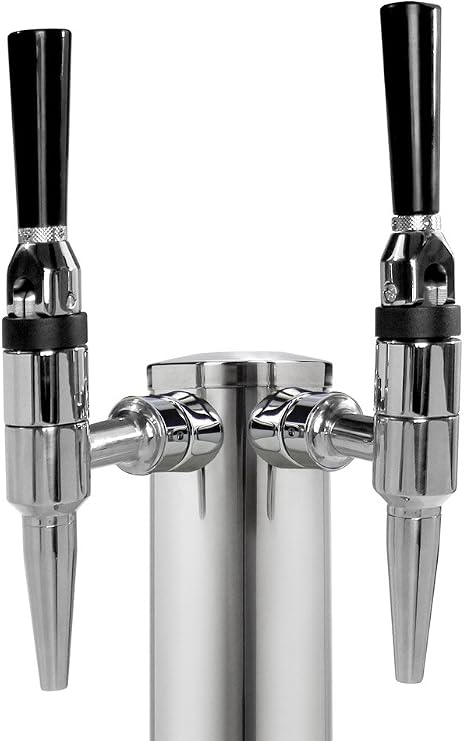 Kegco DT145-2P-STOUT 14 Tall Polished Stainless Steel Tower - Stout Faucets, 2 Faucet