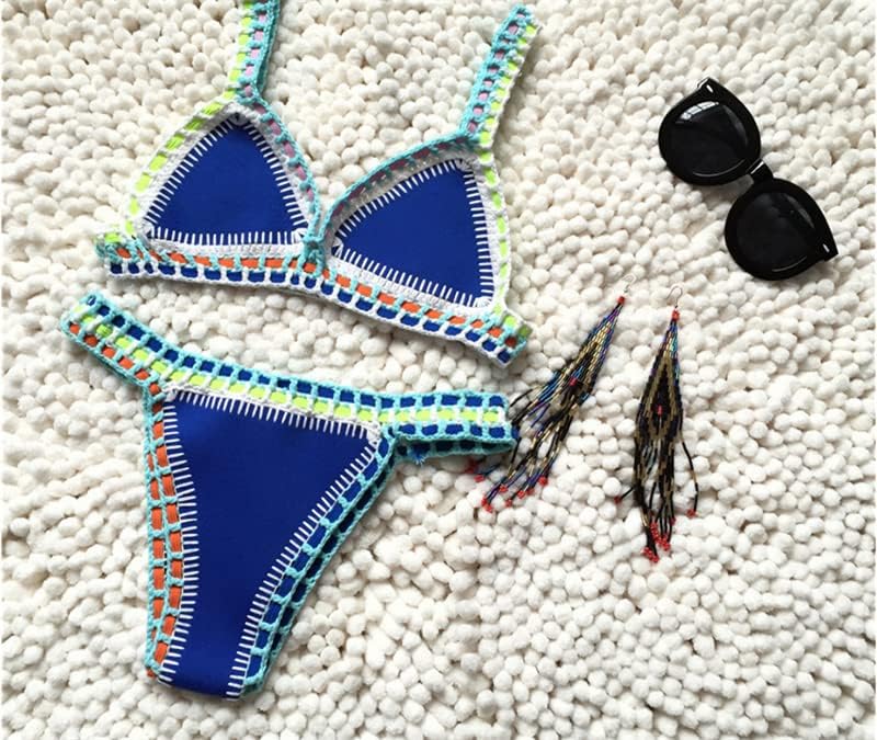 Miniatura 4 de AIBEARTY Conjunto de traje de baño de dos piezas para mujer, bikini de ganchillo tejido a mano, sexy, estilo bohemio, triángulo, bañador de baño