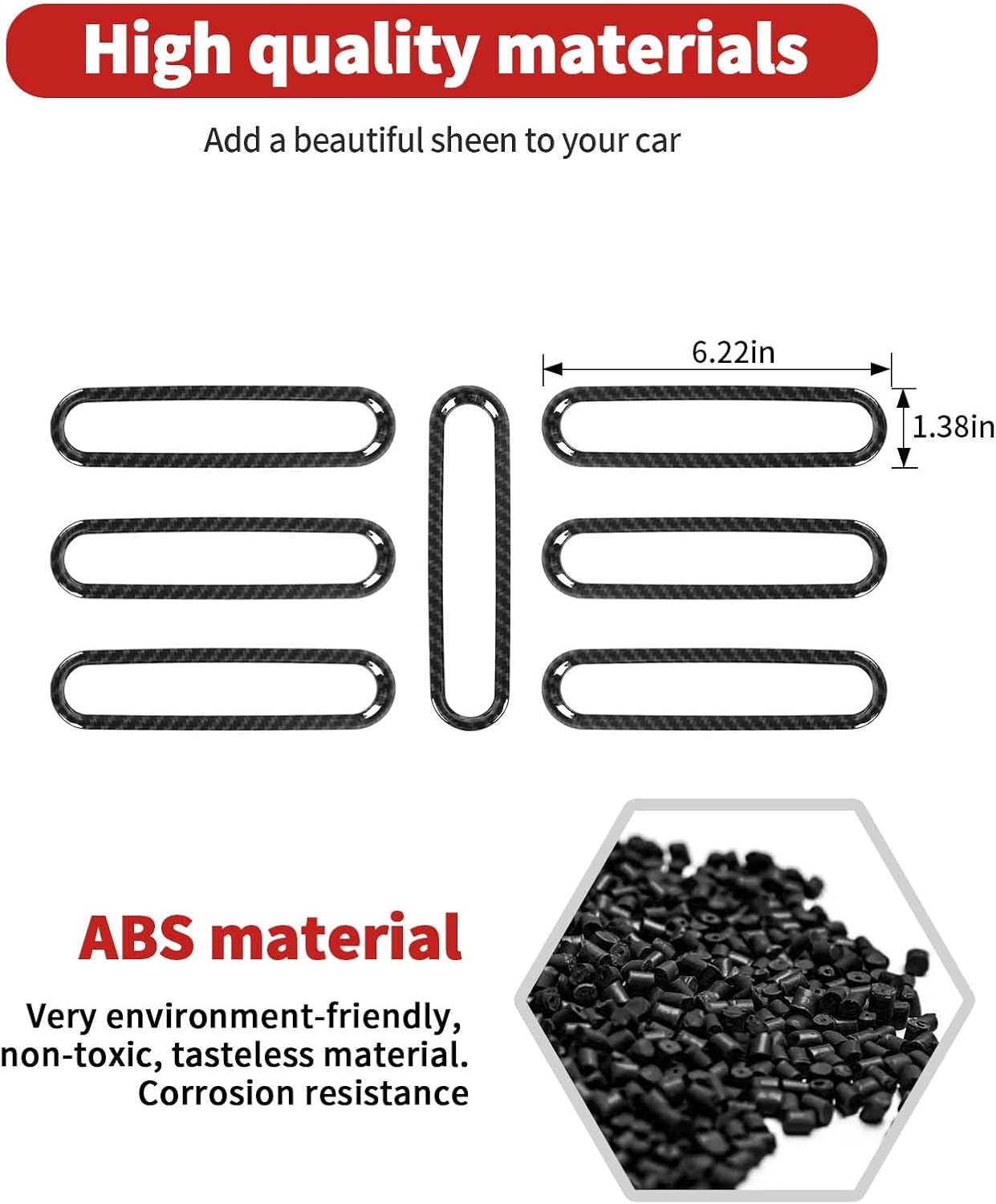 Carbon Fiber Hood Vent Cover Trim Outside Hood Vent Air Cowl Panel Cover Trim Ring Compatible with Jeep Wrangler JK 2007-2017 Exterior Accessories (7Pcs/Set,ABS)