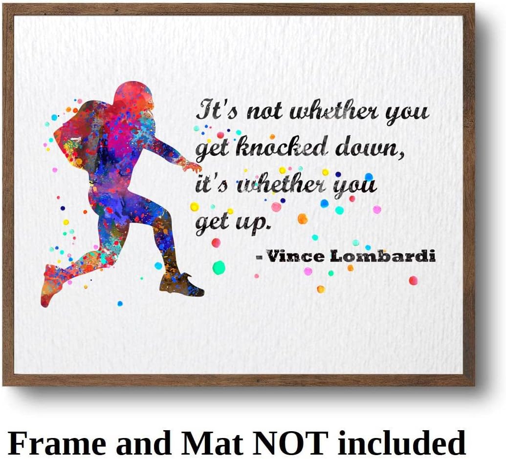 Dignovel Studios 11X14 Unframed Football Training It's not Whether You Get Knocked Down Quotes Watercolor Art Print Poster Inspirational Wall Housewarming Office Home Decor DN556