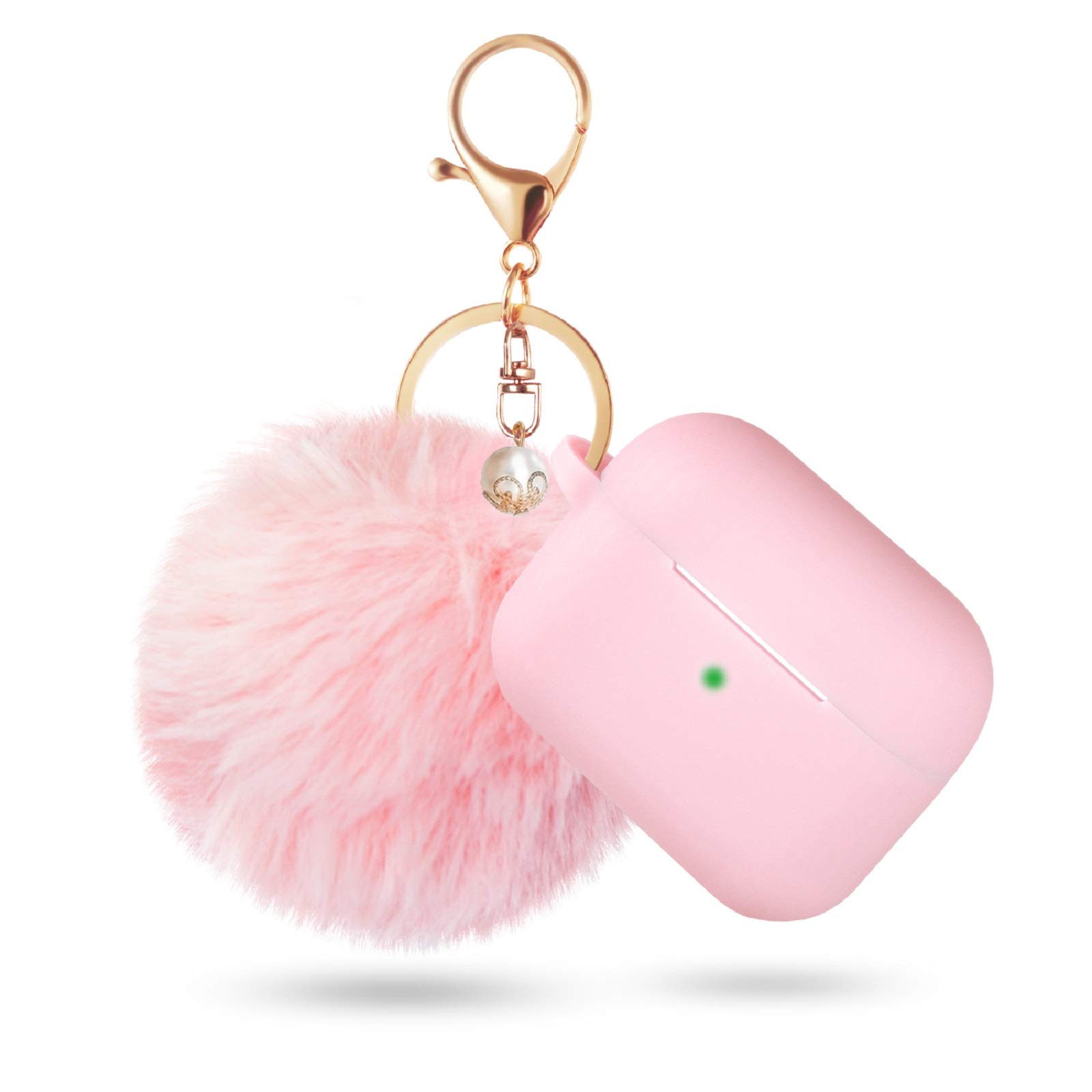 Case for Airpods Pro Case, BLUEWIND Airpod Pro Case Cover for Air pods Charging Case, Cute Silicone Protective Case for AirPods Compatible with Airpod 3 Accessories Keychain (Pink)