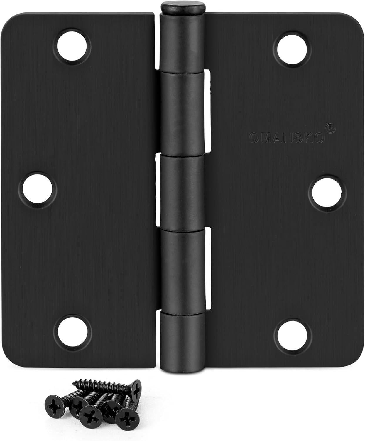30 Pack 3.5" x 3.5" Black Door Hinges, Matte Black Door Hinges 3 1/2 Interior Hinges 1/4" Radius Standard Residential Bedroom Door