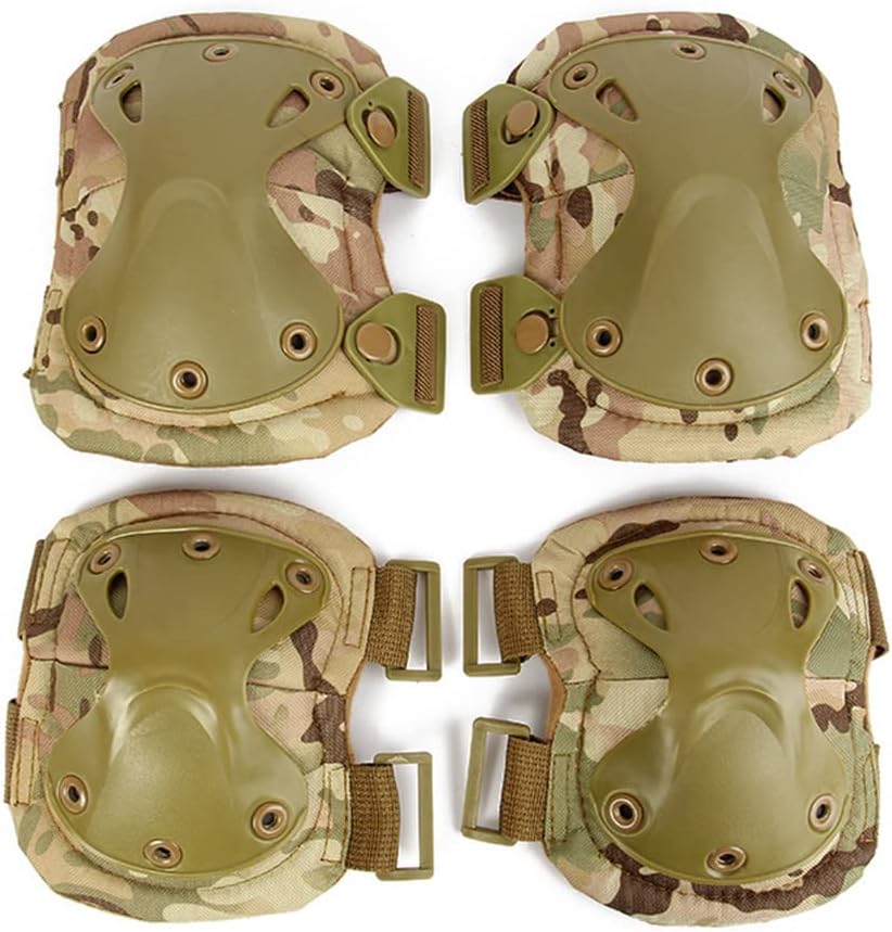 Mrsight Tactical Combat Knee and Elbow Protective Pads Sets Advanced Tactical Gear Set for Airsoft Paintball Hunting CS Military Enthusiasts Skate Outdoor Sports（CP）
