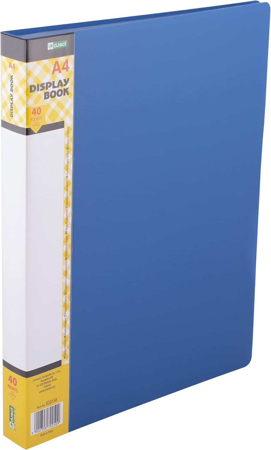 D.RECT Display Book PP A4 | 80 Pockets | Display Folder | Solid | Presentation Folder | Sales Folders | Blue