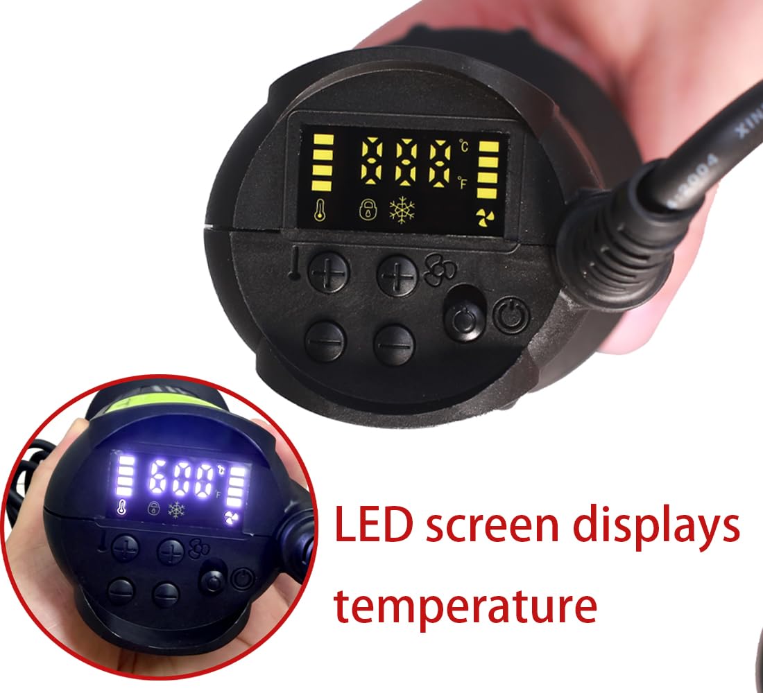 Cyfrowy pistolet na gorące powietrze LED, 2000 W, spawarka do tworzyw sztucznych, 700 g, ultralekkie urządzenie ręczne do uszczelniania dachu PVC TPO, z różnymi dyszami spawalniczymi