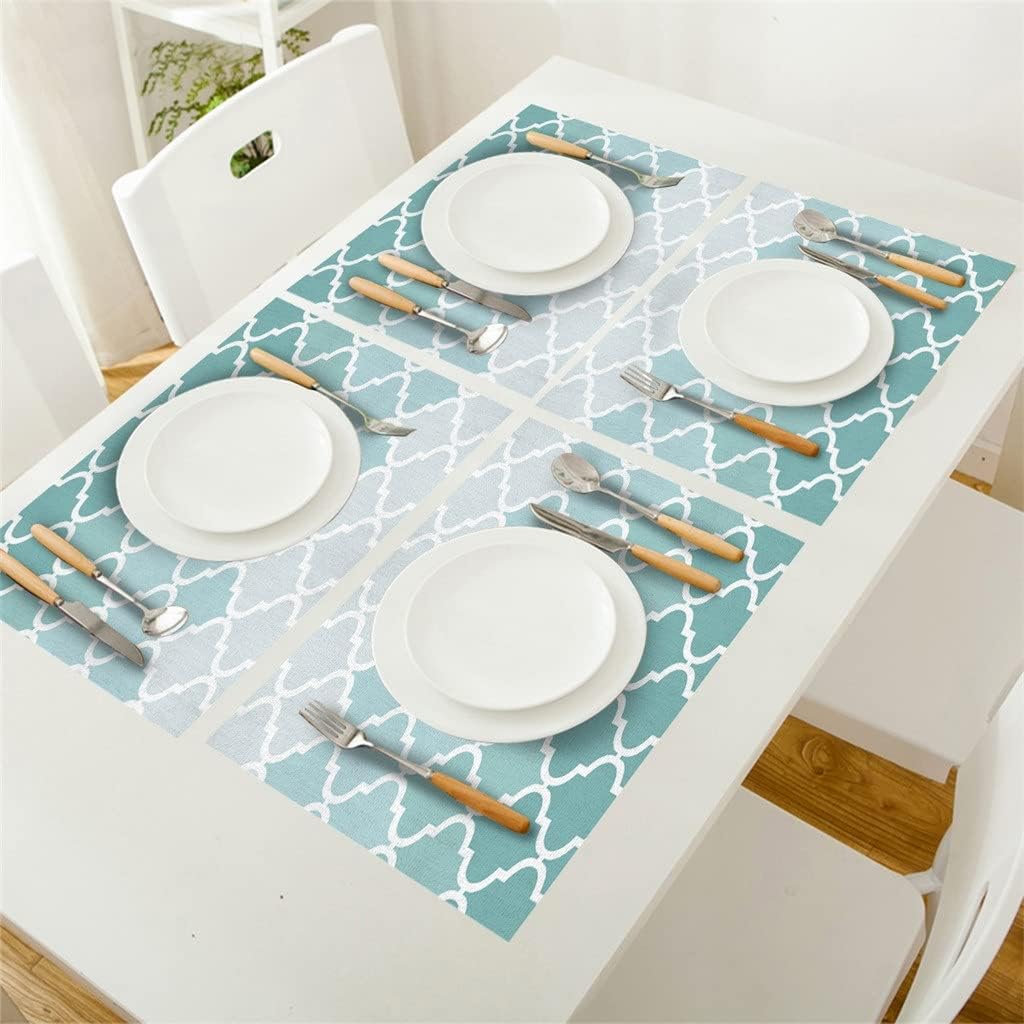 4/6pcs Set Table Mats Geometric Blue Green Gradient Table Napkin Kitchen Accessories Home Party Decorative Placemats (Color : D, Size : 4 PCS)