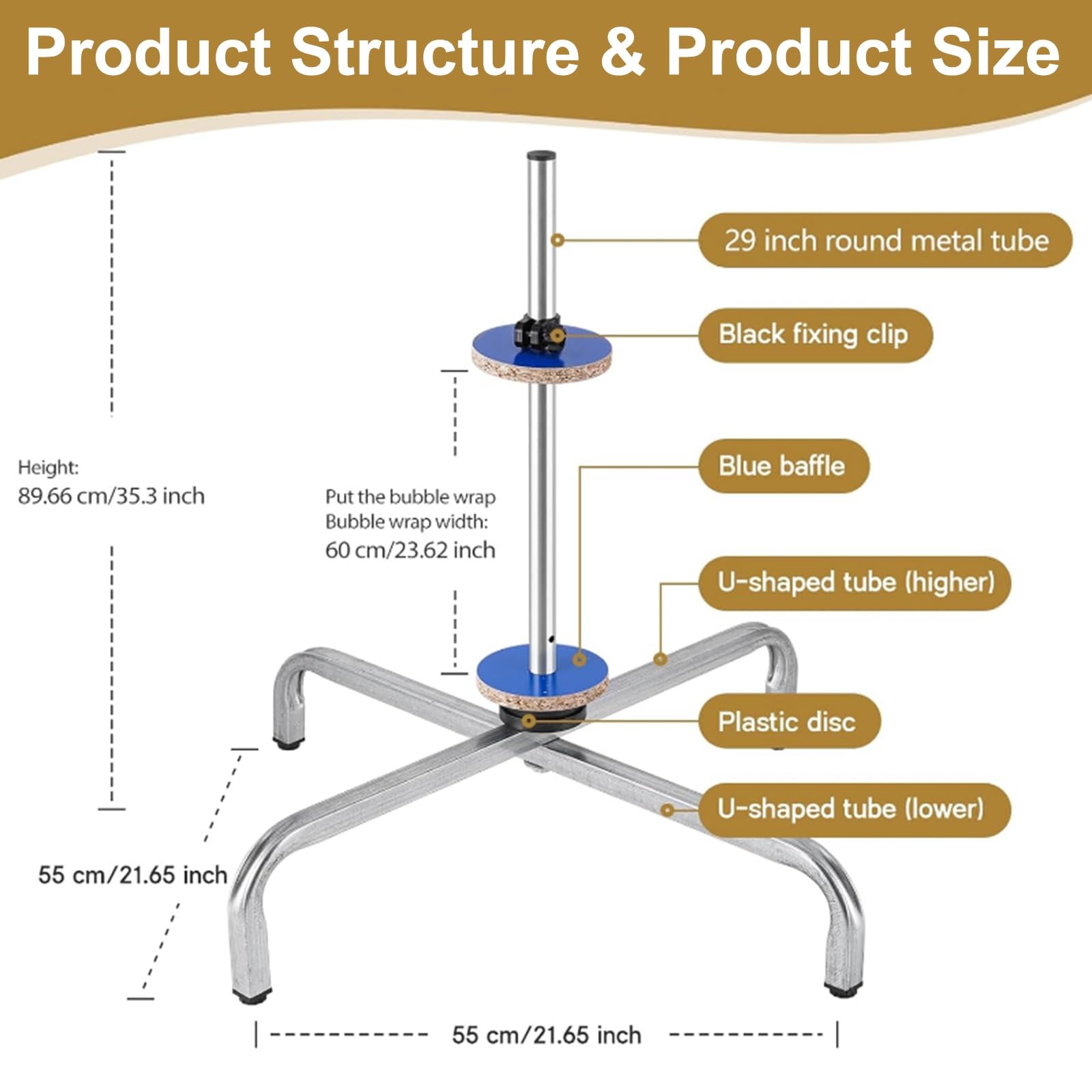 Dispenser per pluriball, in Metallo, Adatto per imballaggio e spedizione; Supporto per pluriball da 40 cm; Dispenser per Pellicola Estensibile, Adatto per Lo Spostamento di Materiali; suppor