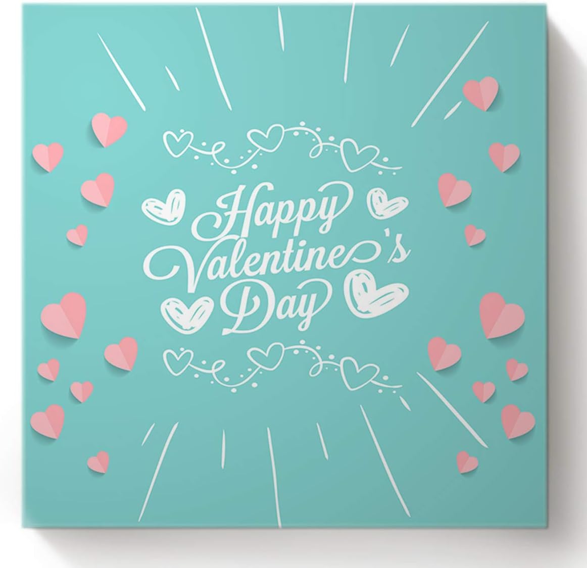 Happy Valentine’s Day Painting by Number Kit On Canvas for Beginners Easy Acrylic on Canvas with Paints and Brushes Unique Gift Dreamlike Heart Teal Pinl White 16×16 Inch