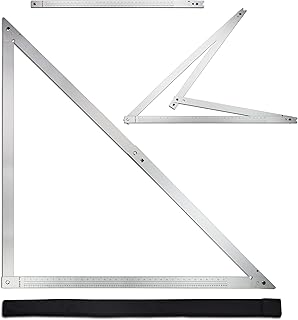 Triangle Ruler 48 Inches Folding Aluminium Framing Square Construction Tools Combination Carpentry Squares in Framing Roofing Stair Work Woodworking Movable Right Angle 90°45 Degree Angle Ruler