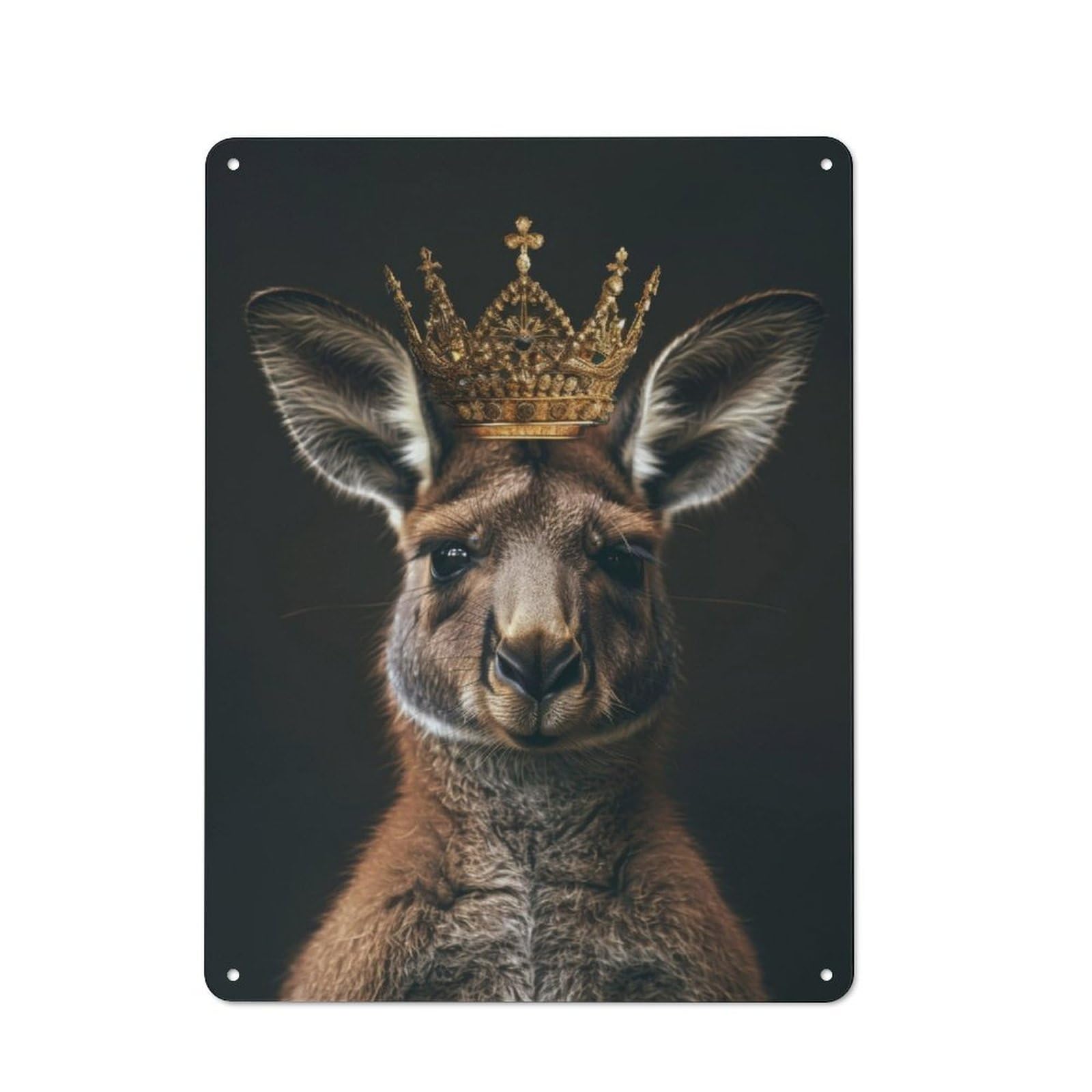 Junmoney Kangaroo Little King Rustic Metal Plaque 40X30cm For Lounge Or Reading Corner, For Home Office, Studio And Craft Room Walls