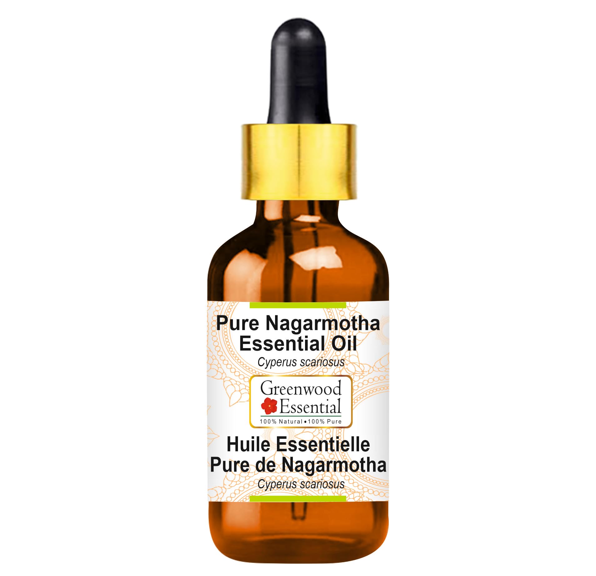 Greenwood Essential Naturreine Ätherisches Nagarmotha-Öl (Cyperus scariosus) mit Glas Tropfer Dampfdestilliert 15ml (0.50 oz)