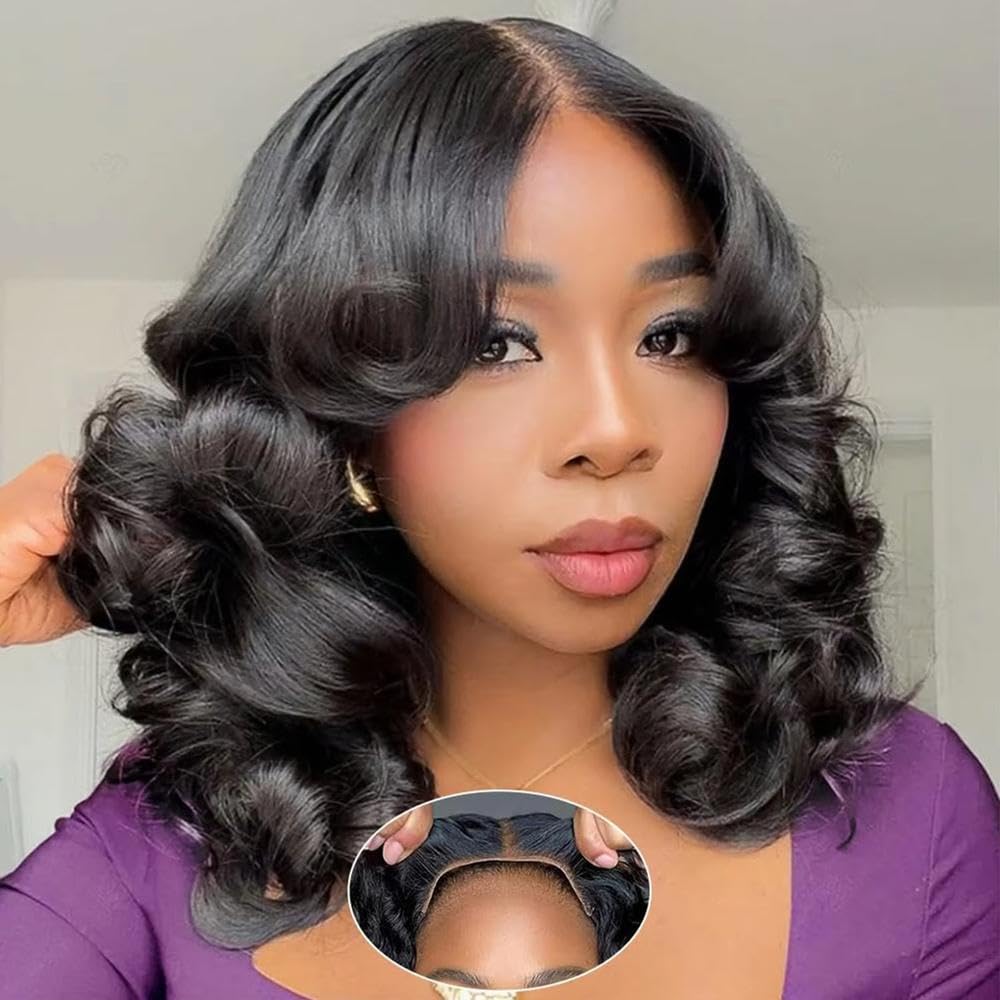 Haarpflege 180% Dichte Bob Body Wave Wear And Go Kleberlose Perücke Für Frauen 100% Echthaarperücken Vorgezupfte Spitze(10inches)